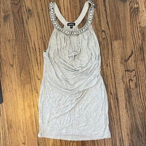 Grey Jersey Knit beaded Dress- Bebe